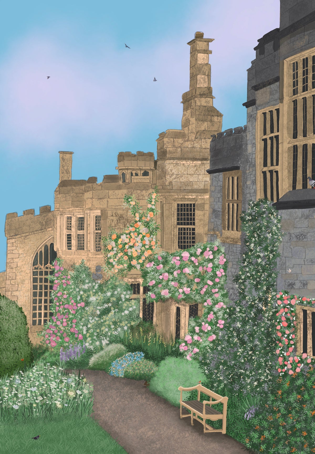 Haddon Hall Art Print – English Garden & Peak District Wall | Fine Art Print